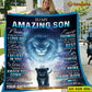 Personalized Lion Blanket, To My Amazing Son I Hope You Believe in Yourself Fleece Blanket - Sherpa Blanket Father's Day Gift For Son From Dad