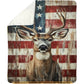 Deer Hunting Fleece Blanket, Patriotic Deer Hunting Woven Blanket, Cool Sherpa Blanket Gift For Deer Hunting Lovers