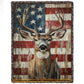 Deer Hunting Fleece Blanket, Patriotic Deer Hunting Woven Blanket, Cool Sherpa Blanket Gift For Deer Hunting Lovers
