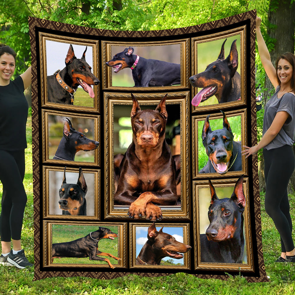 Dog Blanket, Doberman Pinscher Lie Here Fleece Blanket - Sherpa Blanket Gift For Dog Lovers, Dog Owners