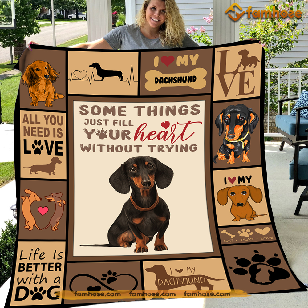 Dog Blanket, Something Just Fill Your Heart Without Trying Fleece Blanket - Sherpa Blanket Gift For Dog Lovers, Dog Owners