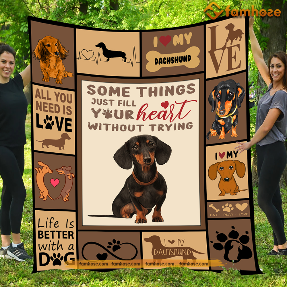 Dog Blanket, Something Just Fill Your Heart Without Trying Fleece Blanket - Sherpa Blanket Gift For Dog Lovers, Dog Owners