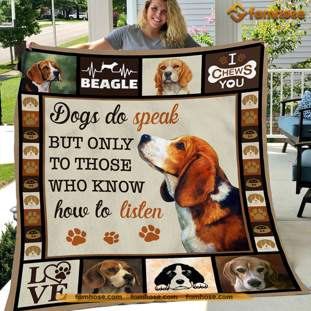 Dog Blanket, Dogs Do Speak But Only To Those Who Know How To Listen Fleece Blanket - Sherpa Blanket Gift For Dog Lovers, Dog Owners