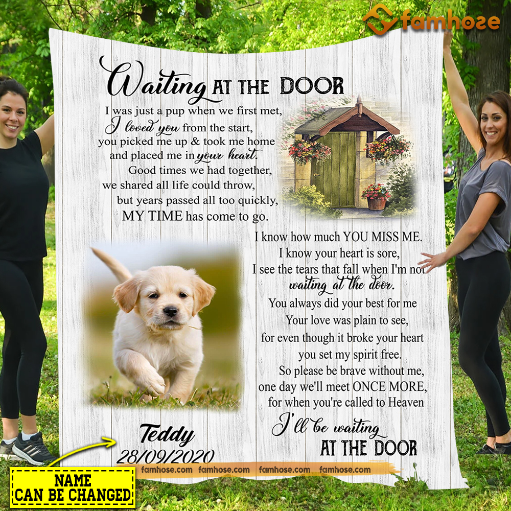 Personalized Dog Blanket, I'll Be Waiting At The Door Fleece Blanket - Sherpa Blanket Gift For Dog Lovers