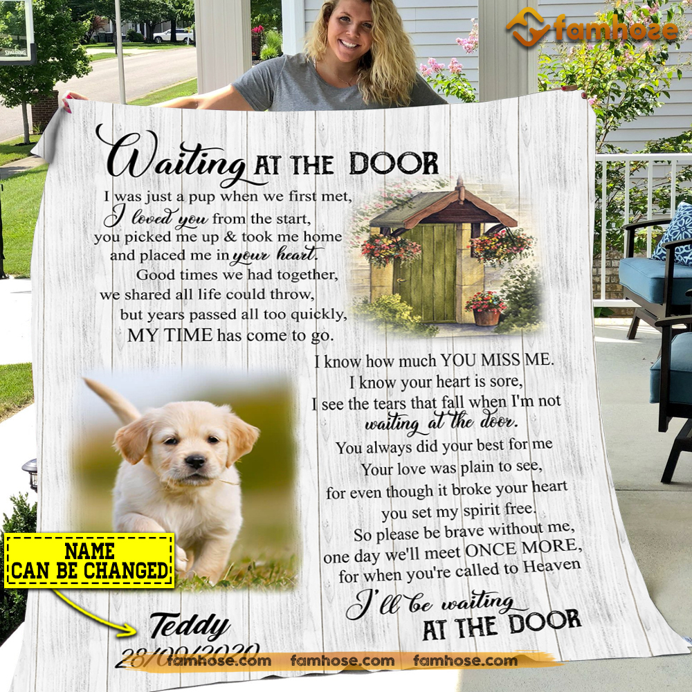 Personalized Dog Blanket, I'll Be Waiting At The Door Fleece Blanket - Sherpa Blanket Gift For Dog Lovers