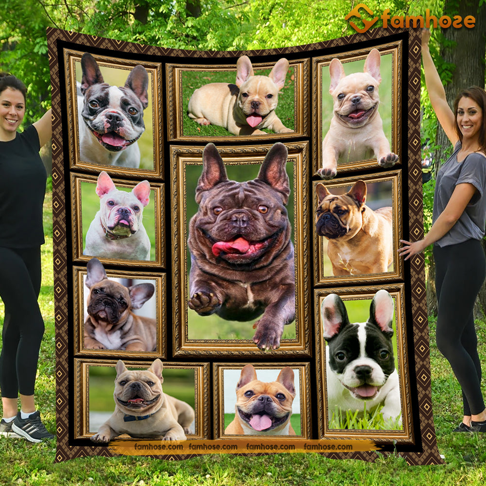 Cool Dog Blanket, Hey Look At Me French Bulldog Fleece Blanket - Sherpa Blanket Gift For Dog Lovers, Dog Owners