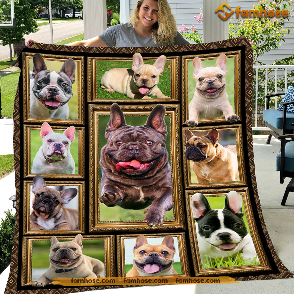 Cool Dog Blanket, Hey Look At Me French Bulldog Fleece Blanket - Sherpa Blanket Gift For Dog Lovers, Dog Owners