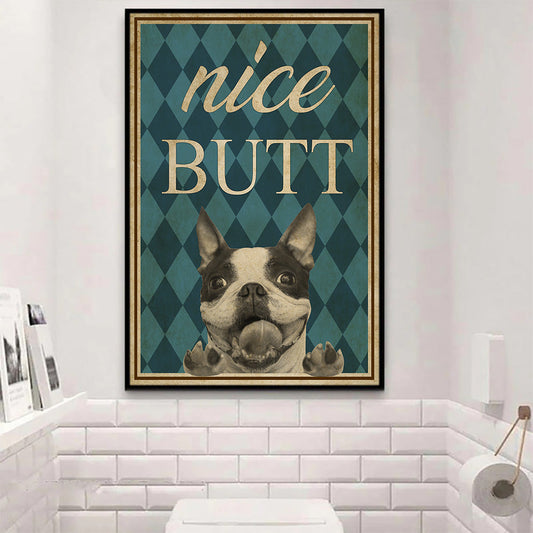 French Bulldog Bathroom Poster & Canvas, Nice Butt Toilet Wall Art Decor, Restroom Gift For Dog Lovers, French Bulldog Dog Owners