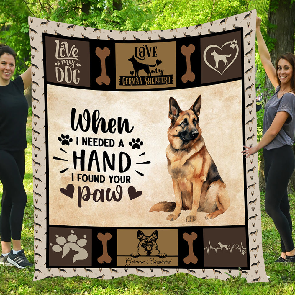 Dog Blanket, When I Needed A Hand I Found Your Paw German Shepherd Fleece Blanket - Sherpa Blanket Gift For Dog Lovers, Dog Owners