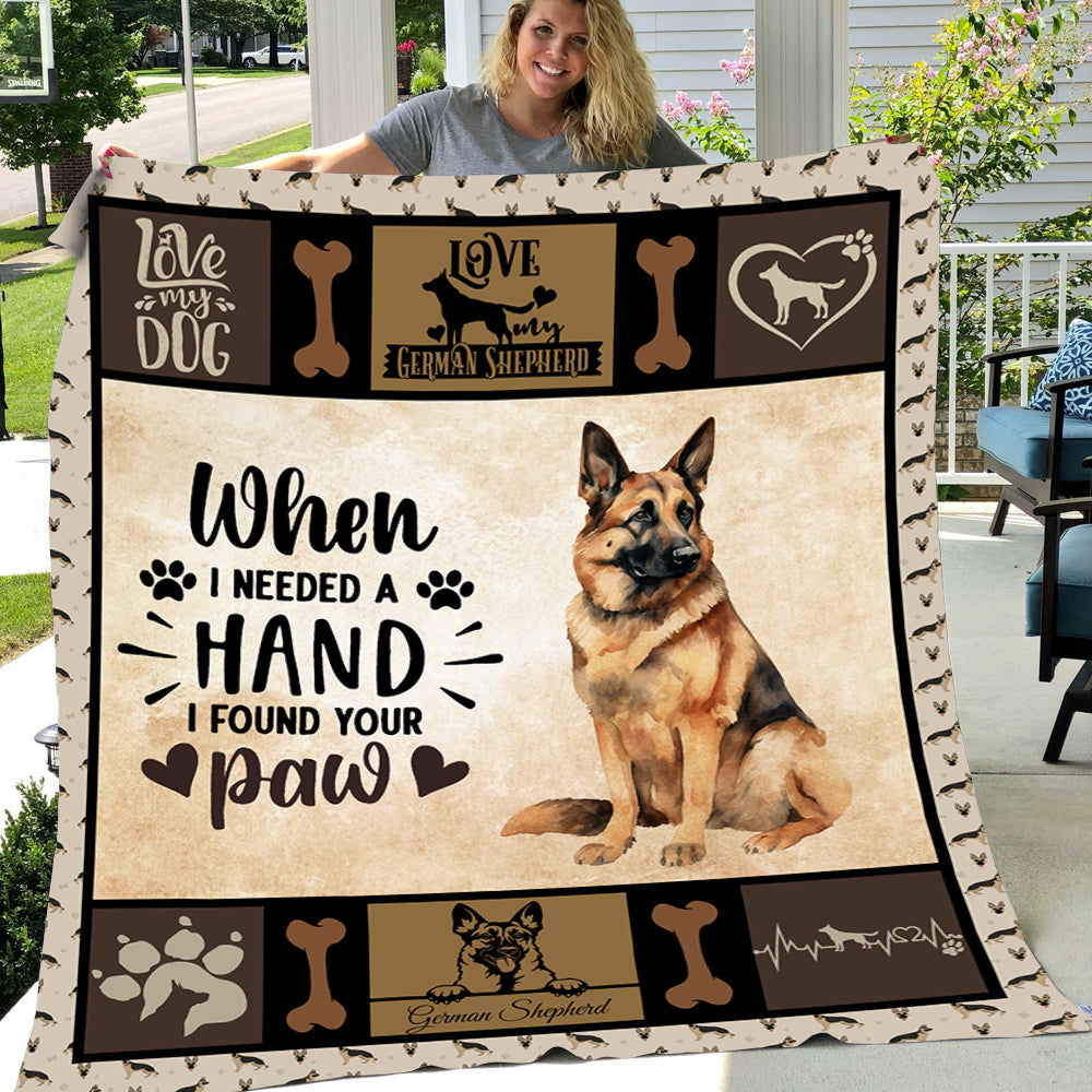 Dog Blanket, When I Needed A Hand I Found Your Paw German Shepherd Fleece Blanket - Sherpa Blanket Gift For Dog Lovers, Dog Owners