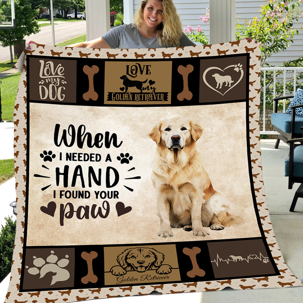 Dog Blanket, When I Needed A Hand I Found Your Paw Golden Retriever Fleece Blanket - Sherpa Blanket Gift For Dog Lovers, Dog Owners