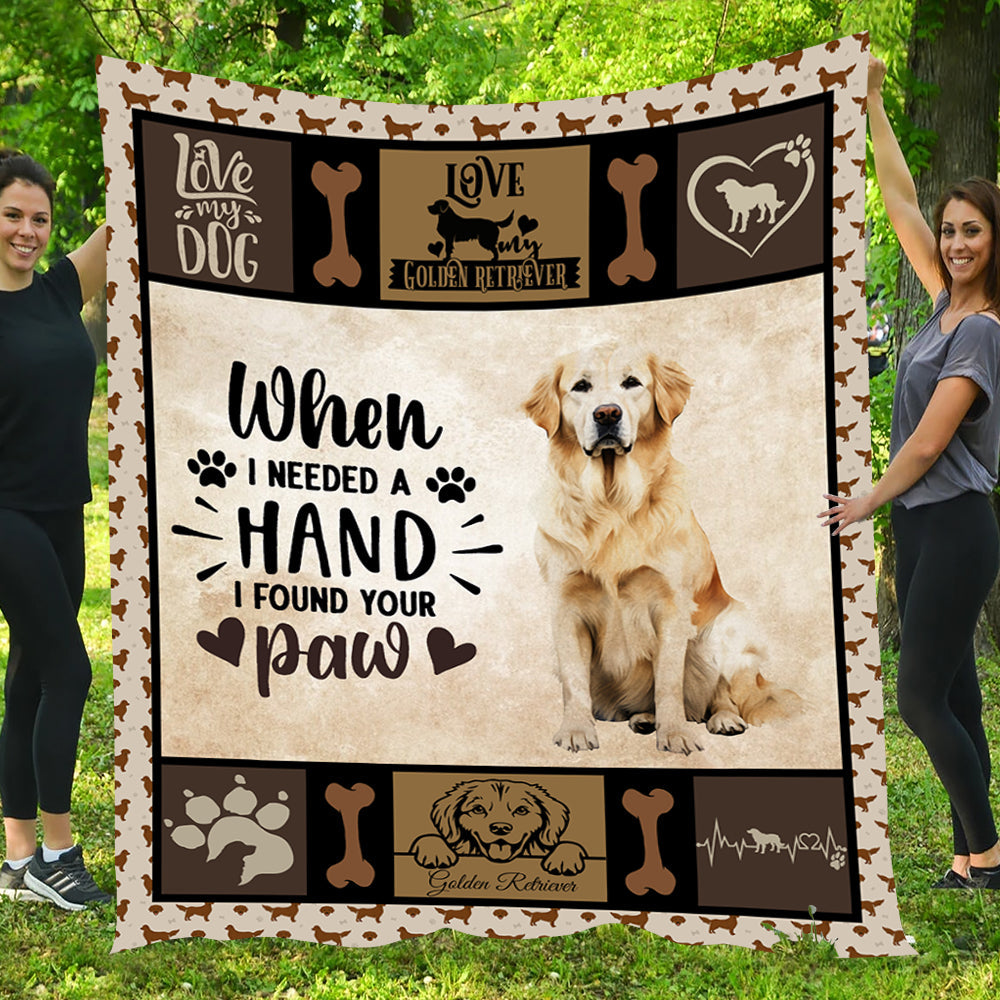 Dog Blanket, When I Needed A Hand I Found Your Paw Golden Retriever Fleece Blanket - Sherpa Blanket Gift For Dog Lovers, Dog Owners