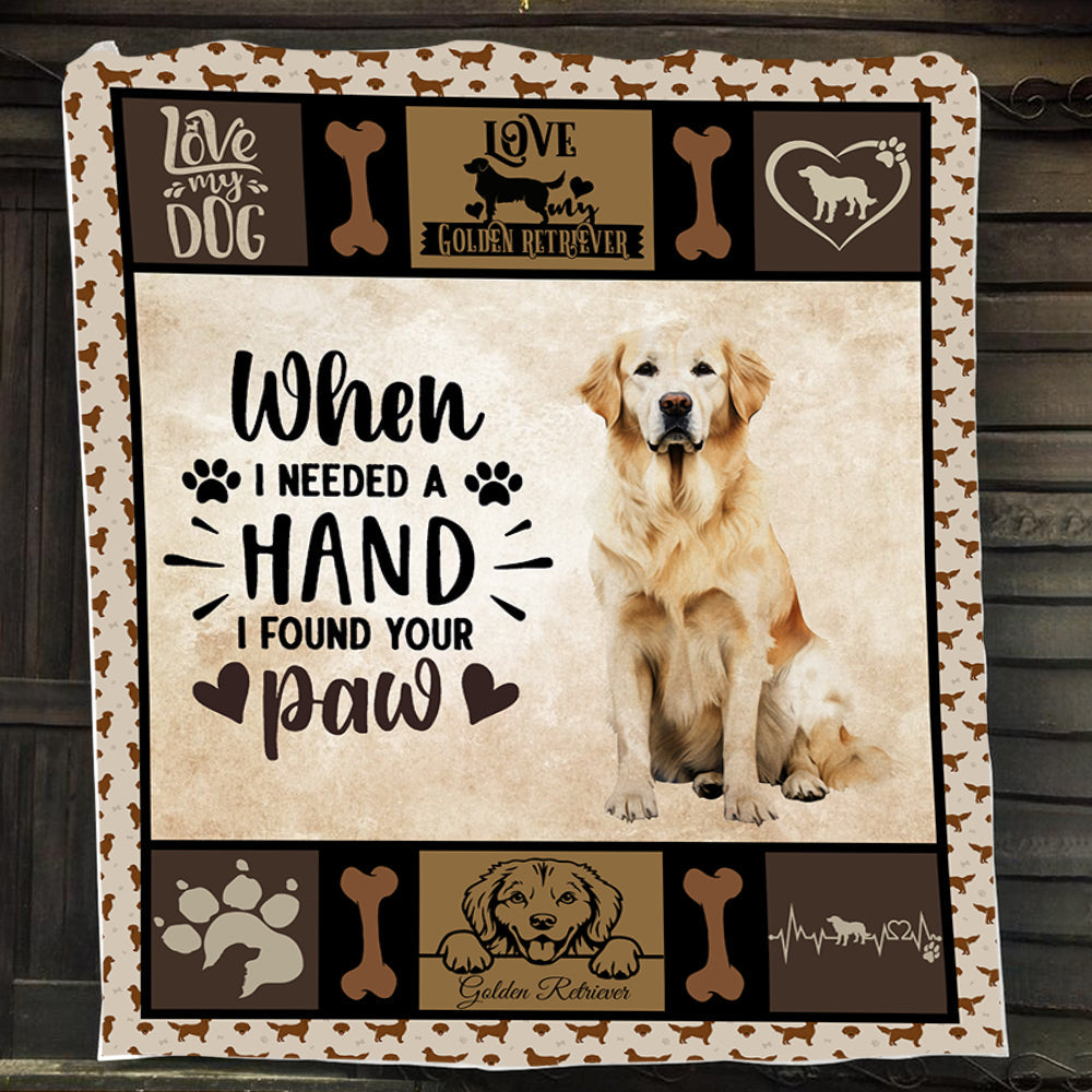 Dog Blanket, When I Needed A Hand I Found Your Paw Golden Retriever Fleece Blanket - Sherpa Blanket Gift For Dog Lovers, Dog Owners