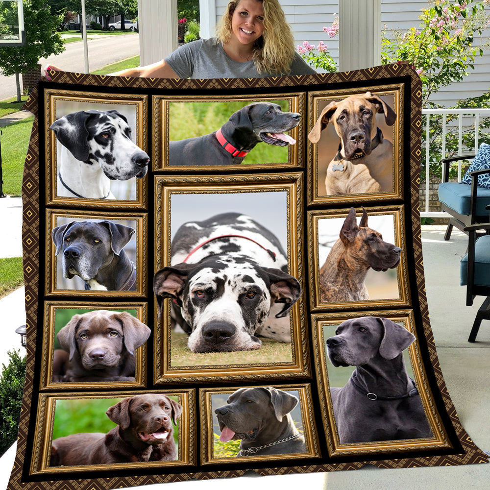 Dog Blanket, Great Dane Lie Here Fleece Blanket - Sherpa Blanket Gift For Dog Lovers, Dog Owners