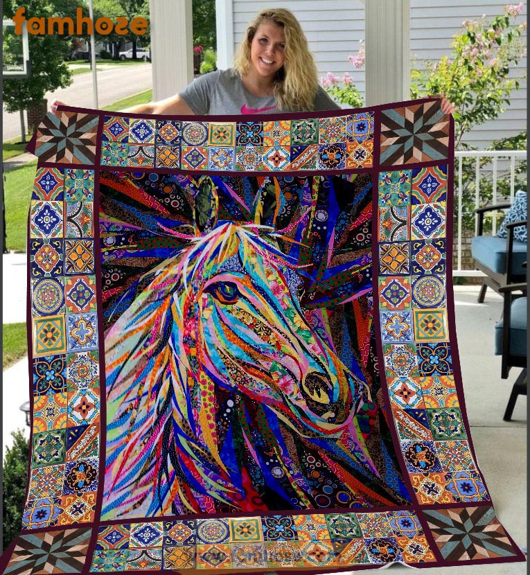 Horse Blanket, Beautiful Color Horse Fleece Blanket - Sherpa Blanket Gift For Horse Lover