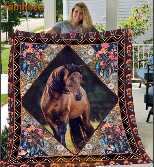 Horse Blanket, Horse Fleece Blanket - Sherpa Blanket Gift For Horse Lover