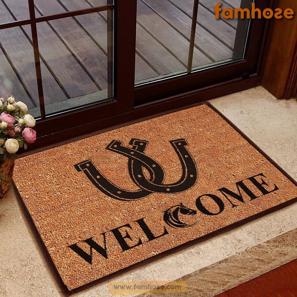 Horse Doormat, Horseshoe Welcome Doormat