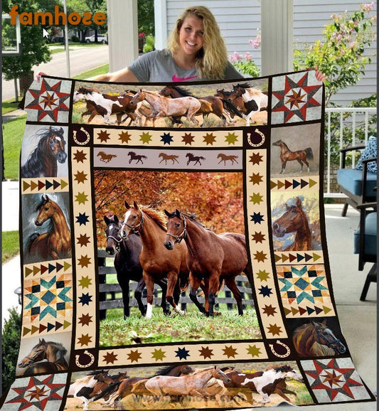 Horse Riding Blanket, Horse Fleece Blanket - Sherpa Blanket Gift For Horse Lover