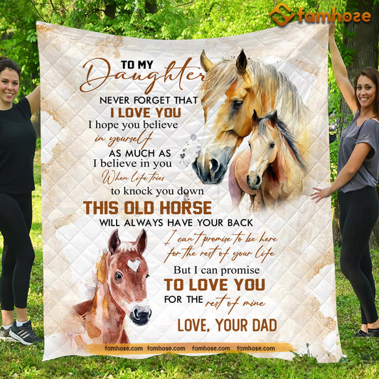 Father's Day Horse Blanket, To My Daughter I Love You Hope You Believe In Yourself Fleece Blanket - Sherpa Blanket Gift For Daughters From Dads