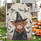 Funny Halloween Cow Witch Flag House Flag, Moo I Mean Boo Yard Flag Spooky Season Gift For Witch Lovers, Cow Lovers