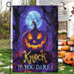 Halloween Jack-o’-lantern Flag House Flag, Knock If You Dare Yard Flag Spooky Season Gift For Jack-o’-lantern Lovers