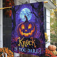 Halloween Jack-o’-lantern Flag House Flag, Knock If You Dare Yard Flag Spooky Season Gift For Jack-o’-lantern Lovers