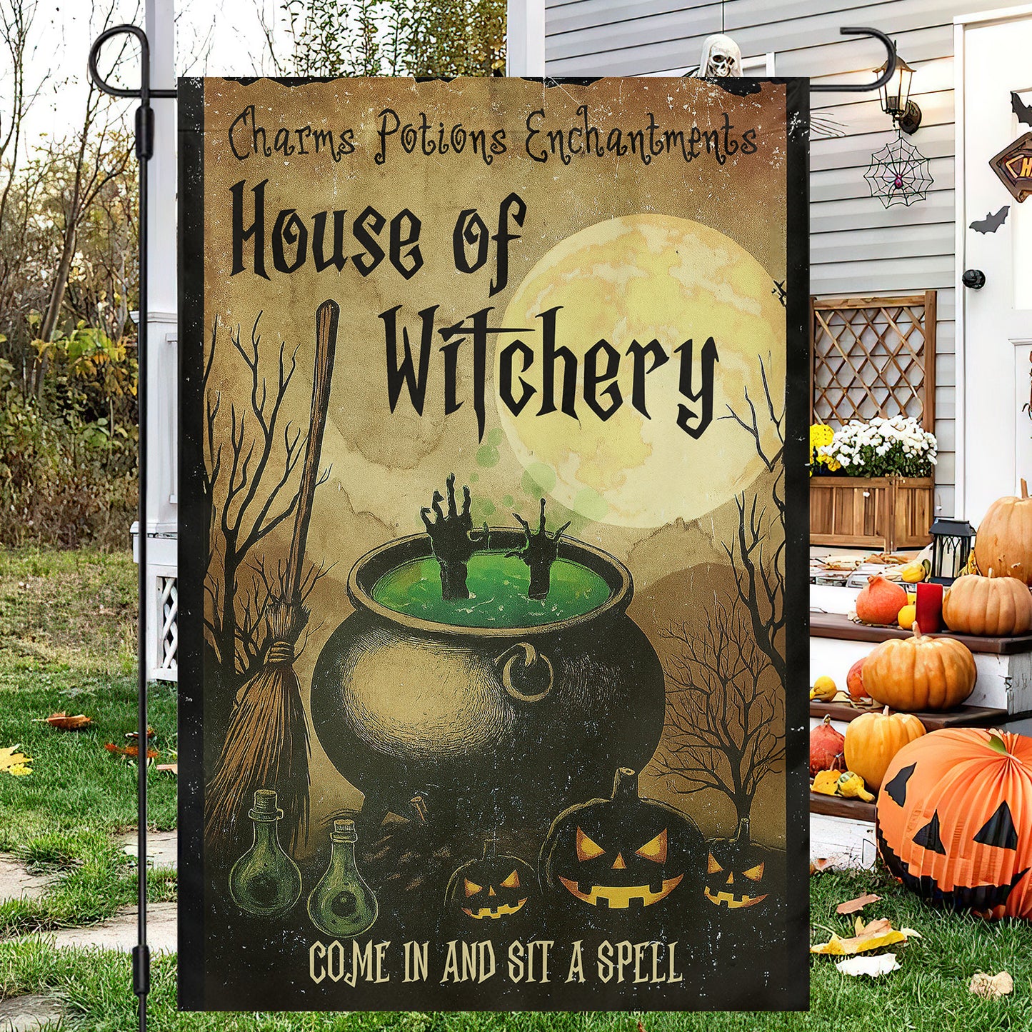 Funny Halloween Witch Flag House Flag, House Of Witchery Yard Flag Spooky Season Gift For Witch Lovers