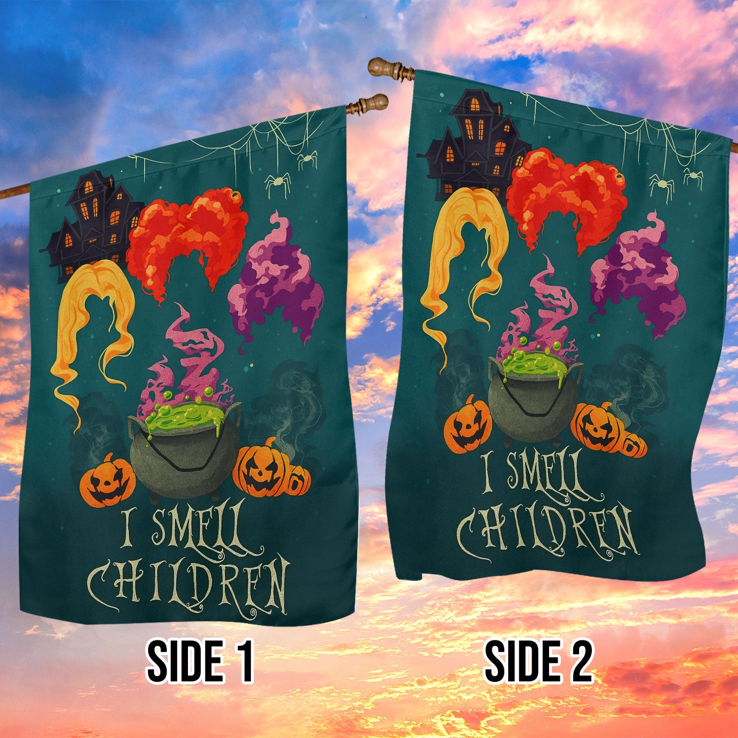 Funny Halloween Witch Flag House Flag, I Smell Children Yard Flag Spooky Season Gift For Witch Lovers