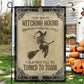 Funny Halloween Witch Flag House Flag, Free During Witching Hours Yard Flag Spooky Season Gift For Witch Lovers