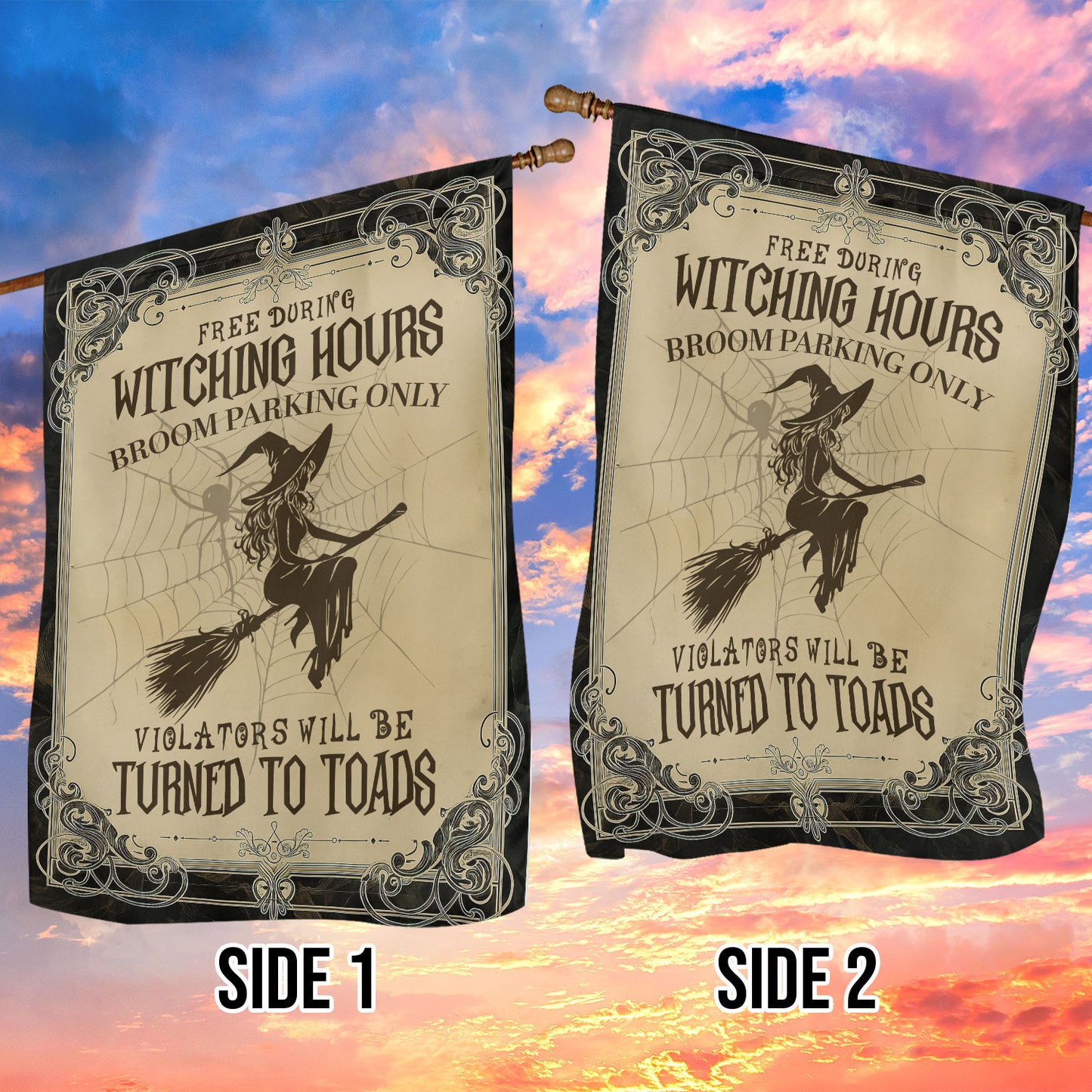 Funny Halloween Witch Flag House Flag, Free During Witching Hours Yard Flag Spooky Season Gift For Witch Lovers
