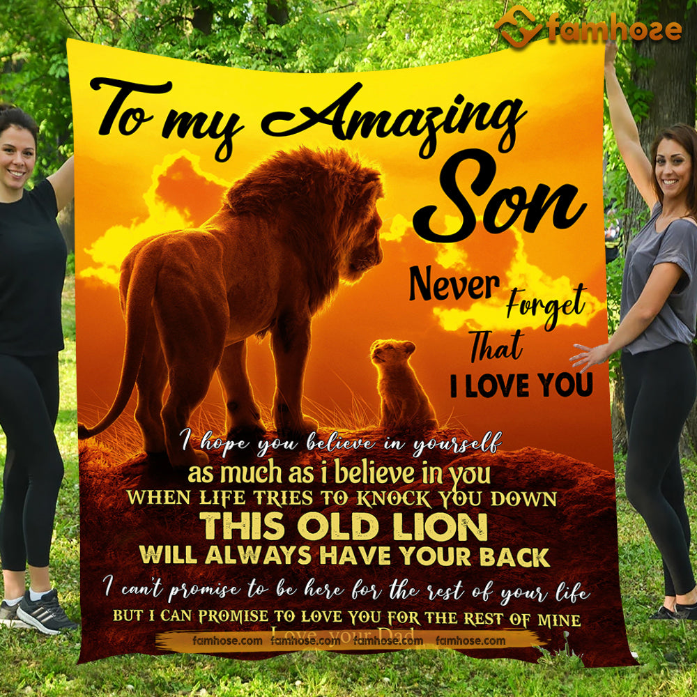 Lion Blanket, To My Amazing Son Never Forget That I Love You