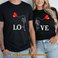 Funny Couple Matching T-shirt, LO & VE Couple Tees Valentine Gift