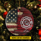 Personalized Firefighter Christmas Ornament, Fire Dept, Xmas Circle Ceramic Ornament Gift For Firefighter Lovers