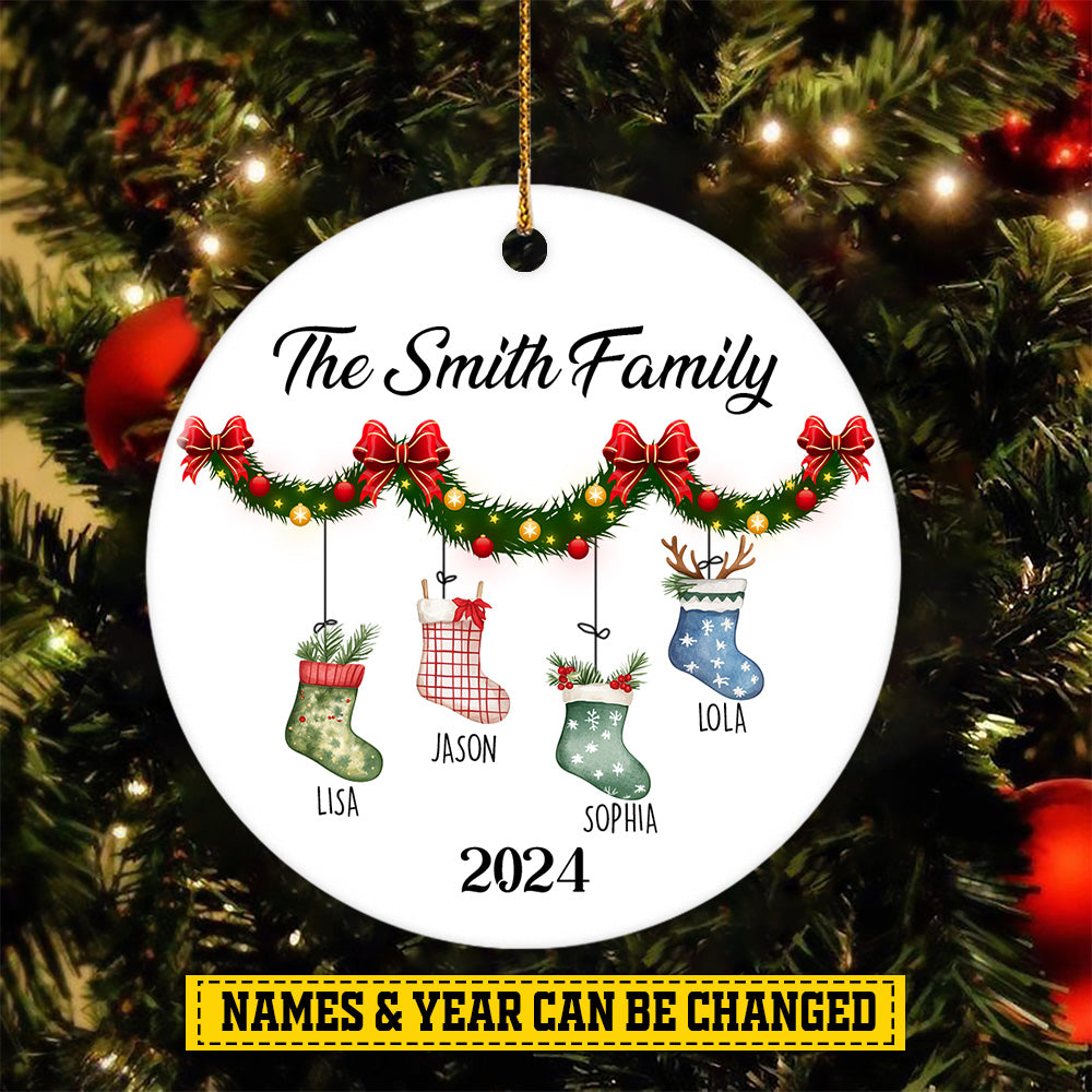 Personalized Christmas Ornament, Welcome To My Family, Xmas Circle Ceramic Ornament Gift