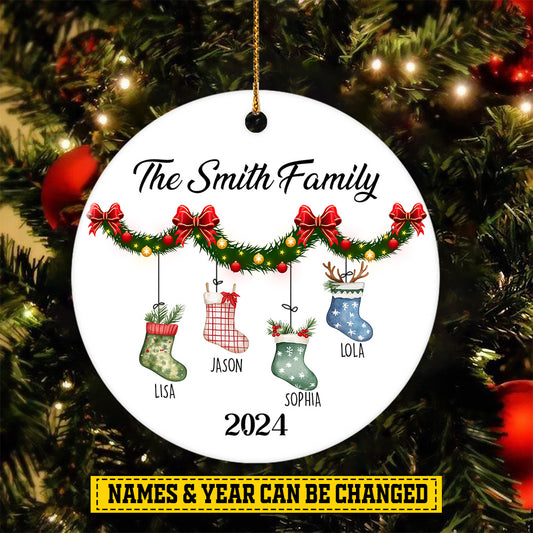 Personalized Christmas Ornament, Welcome To My Family, Xmas Circle Ceramic Ornament Gift