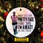 Personalized Soccer Girl Christmas Ornament, Don't Let The Pretty Face, Xmas Circle Ceramic Ornament Gift For Soccer Lovers