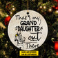 Personalized Softball Girl Christmas Ornament, That's My Grand Daughter Out There, Xmas Circle Ceramic Ornament Gift For Softball Lovers