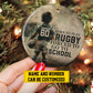 Personalized Rugby Boy Christmas Ornament, Born To Play Rugby, Xmas Circle Ceramic Ornament Gift For Rugby Lovers
