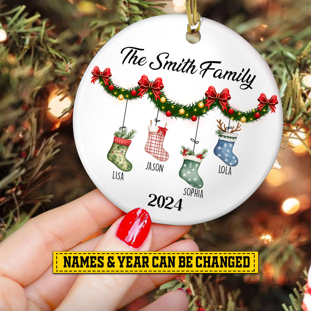 Personalized Christmas Ornament, Welcome To My Family, Xmas Circle Ceramic Ornament Gift