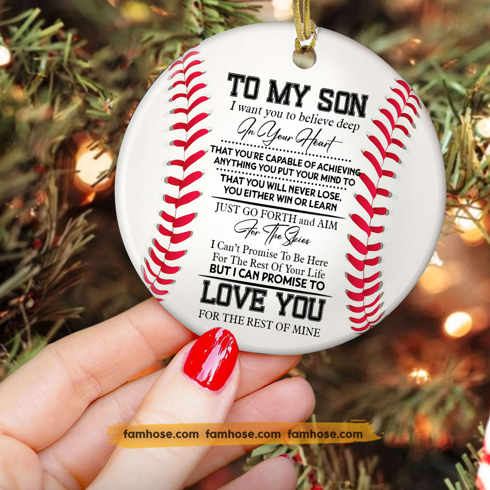 Baseball Circle Ornament, To My Son Love You Ornament Gift For Parents Of Baseball Players