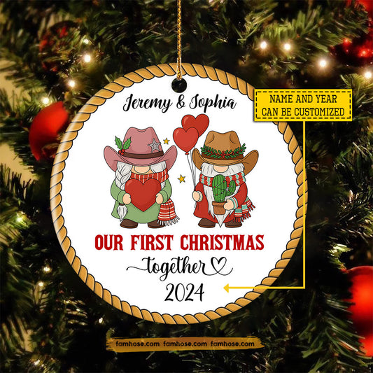 Lovely Personalized Gnomies Couple Ornament, Our First Christmas Together Ornament Gift For Couple