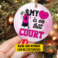 Personalized Volleyball Girl Christmas Ornament, My Heart Is On That Court, Xmas Circle Ceramic Ornament Gift For Volleyball Lovers