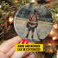 Personalized Hockey Girl Christmas Ornament, Xmas Circle Ceramic Ornament Gift For Hockey Lovers