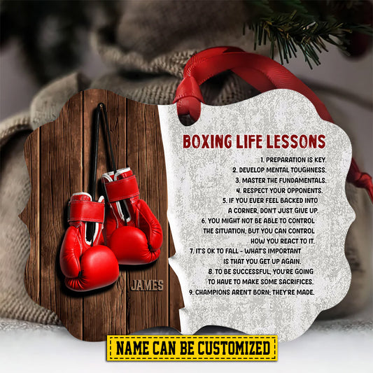 Personalized Boxing Christmas Ornament, Boxing Life Lessons, Xmas Aluminum Ornament Gift For Boxing Lovers