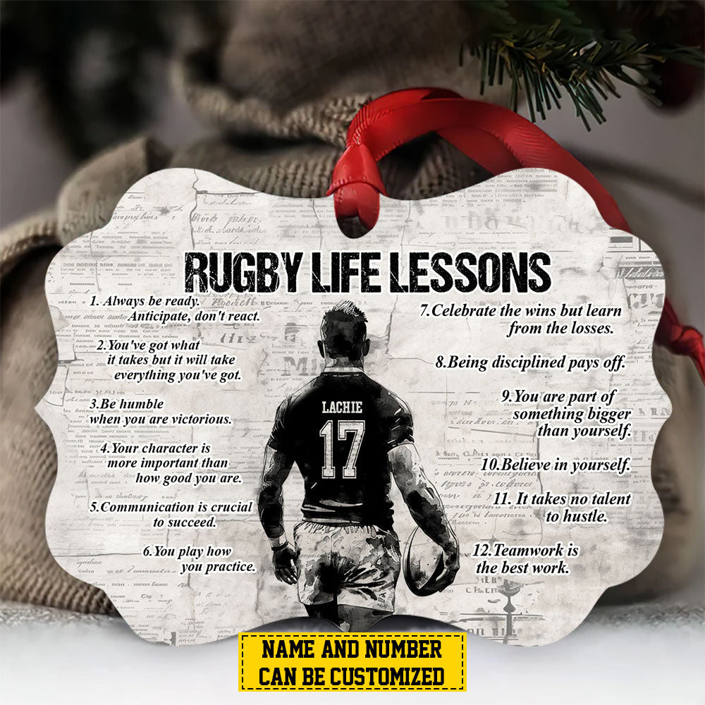 Personalized Rugby Boy Christmas Ornament, Believe In Yourself, Xmas Aluminum Ornament Gift For Rugby Lovers