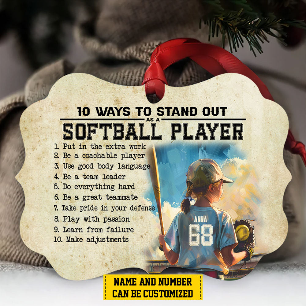 Personalized Softball Girl Christmas Ornament, 10 Ways To Stand Out, Xmas Aluminum Ornament Gift For Softball Lovers