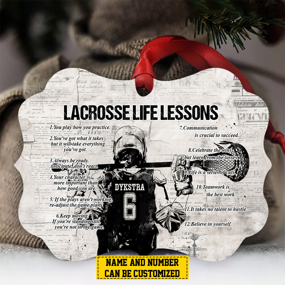 Personalized Lacrosse Boy Christmas Ornament, Lacrosse Life Lessons, Xmas Aluminum Ornament Gift For Lacrosse Lovers