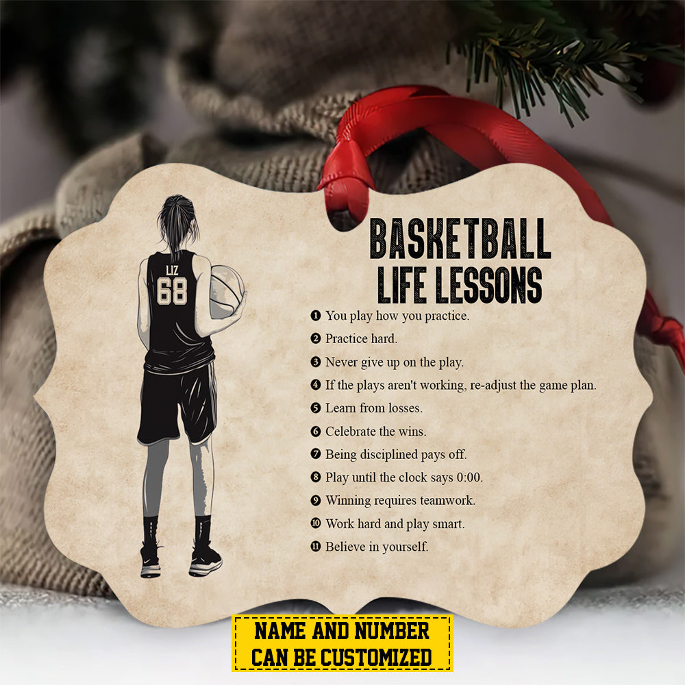 Personalized Basketball Girl Christmas Ornament, Basketball Life Lessons, Xmas Aluminum Ornament Gift For Basketball Lovers