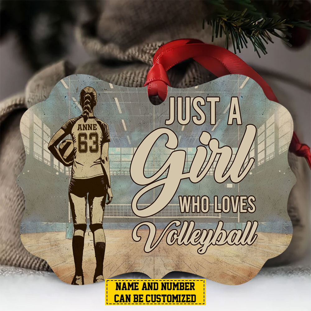 Personalized Volleyball Girl Christmas Ornament, Just A Girl Who Loves, Xmas Aluminum Ornament Gift For Volleyball Lovers