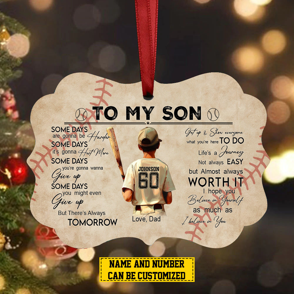 Personalized Baseball Christmas Ornament, Xmas Aluminum Ornament Gift For Baseball Lovers, Gift For Son From Dad